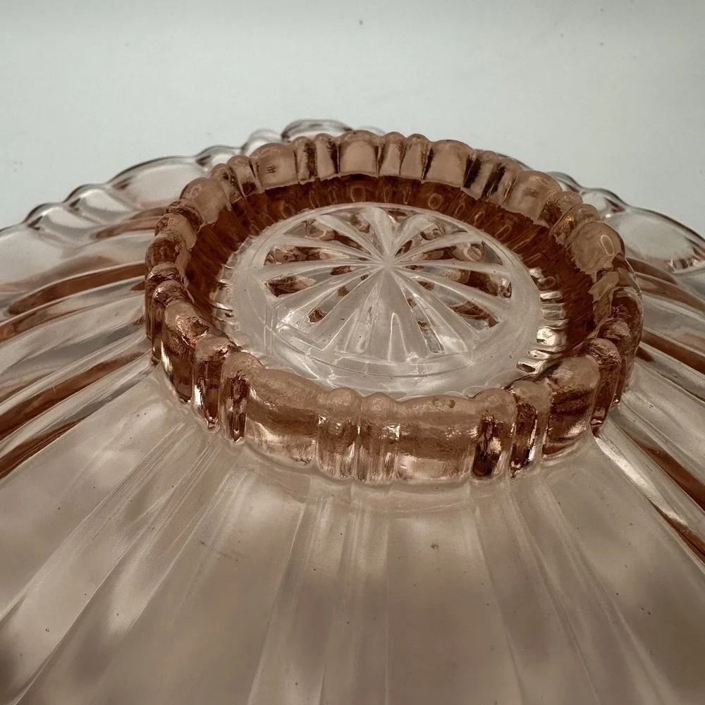 Vintage Anchor Hocking Old Cafe Pattern Pink Depression Glass Dish with Handles